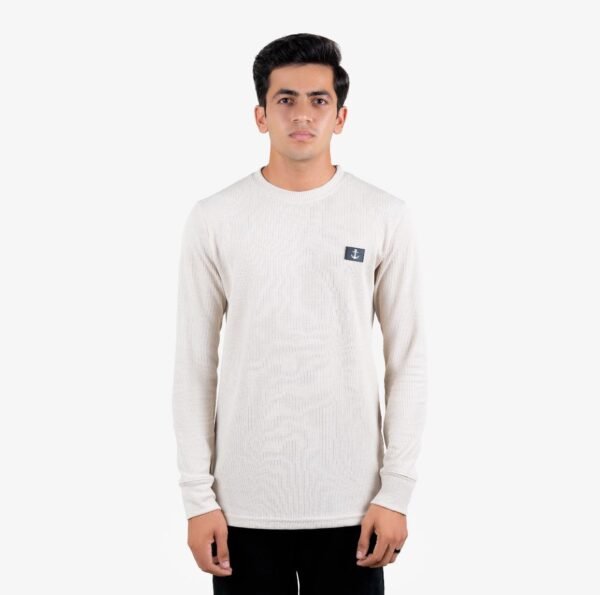 white kniited Knitted Full Sleeves | Beige Color