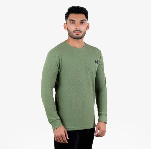 Olive Green Textured Long Sleeve