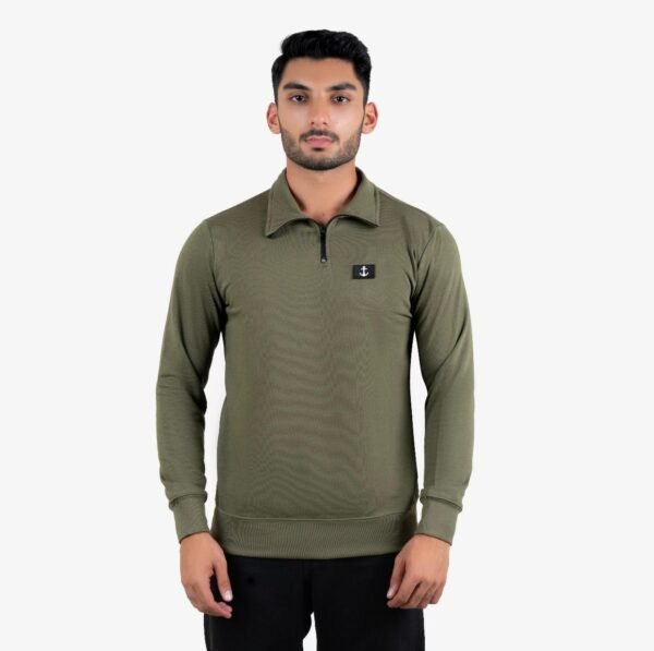 Olive Green Quarter-Zip Pullover